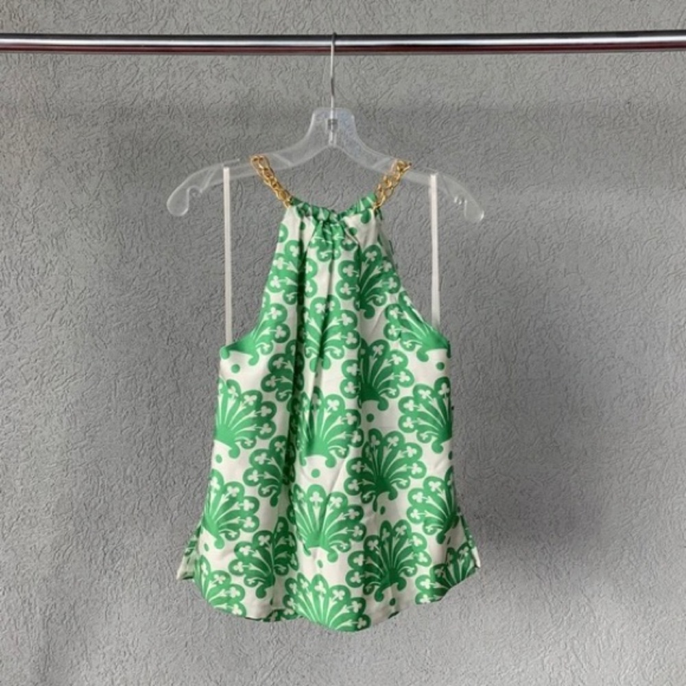 ON SALE! Milly Green/White Chain Halter Top, S 6